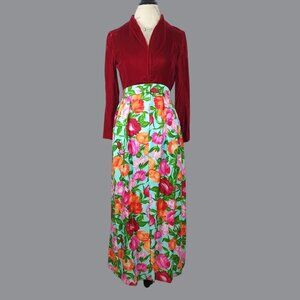 Vintage Floral Maxi Dress 2 X Small Floral Velvet
